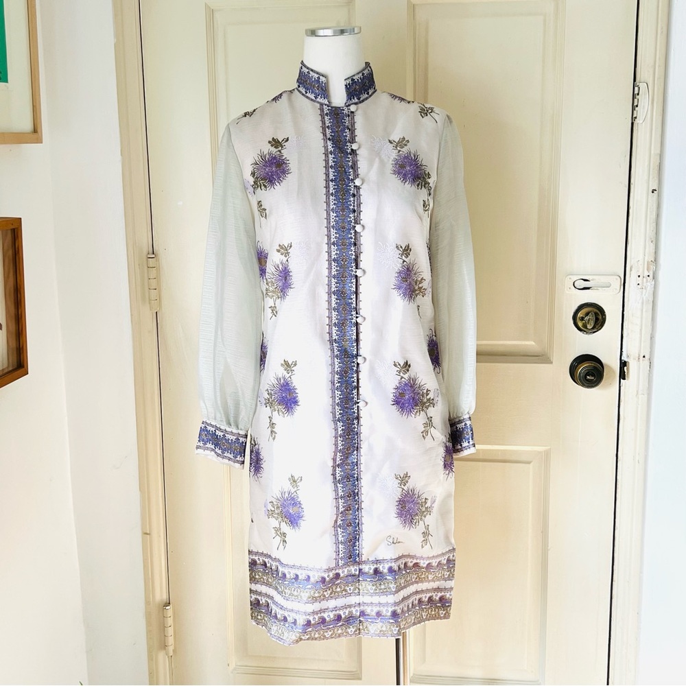 1970’s Alfred Shaheen Hand Printed Midi Dress.